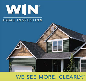 WIN Home Inspection logo over home