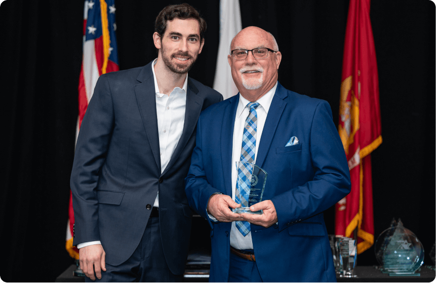 Veteran with an award