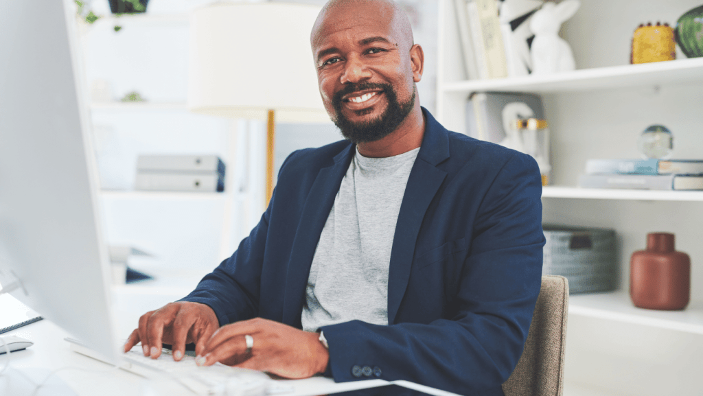Entrepreneur working on a computer