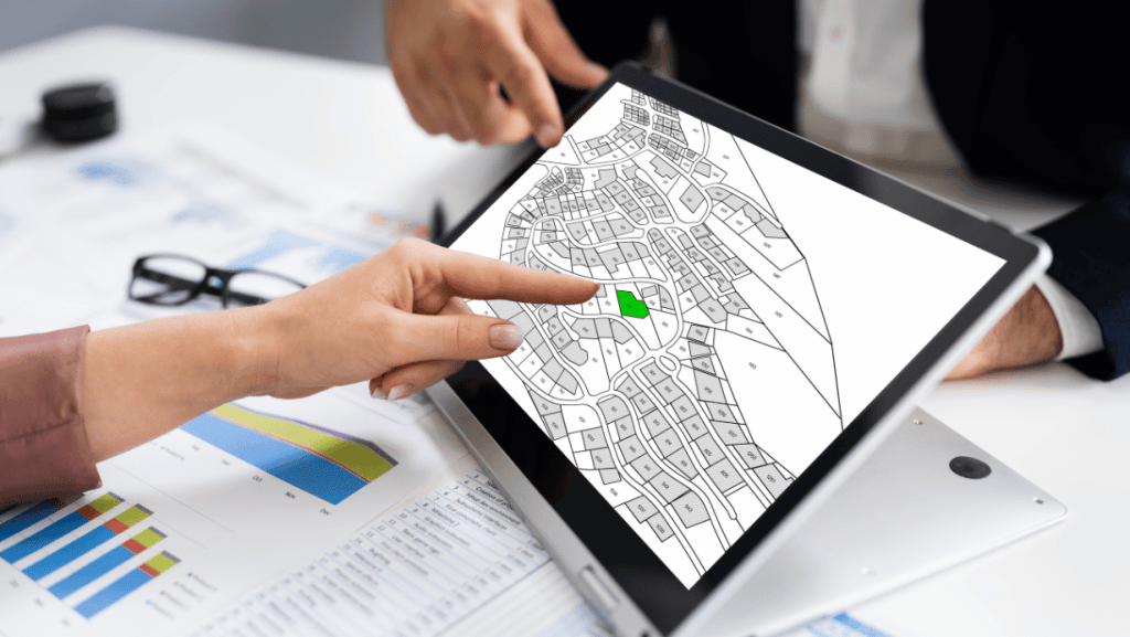 Business People Using Cadastral Survey Map