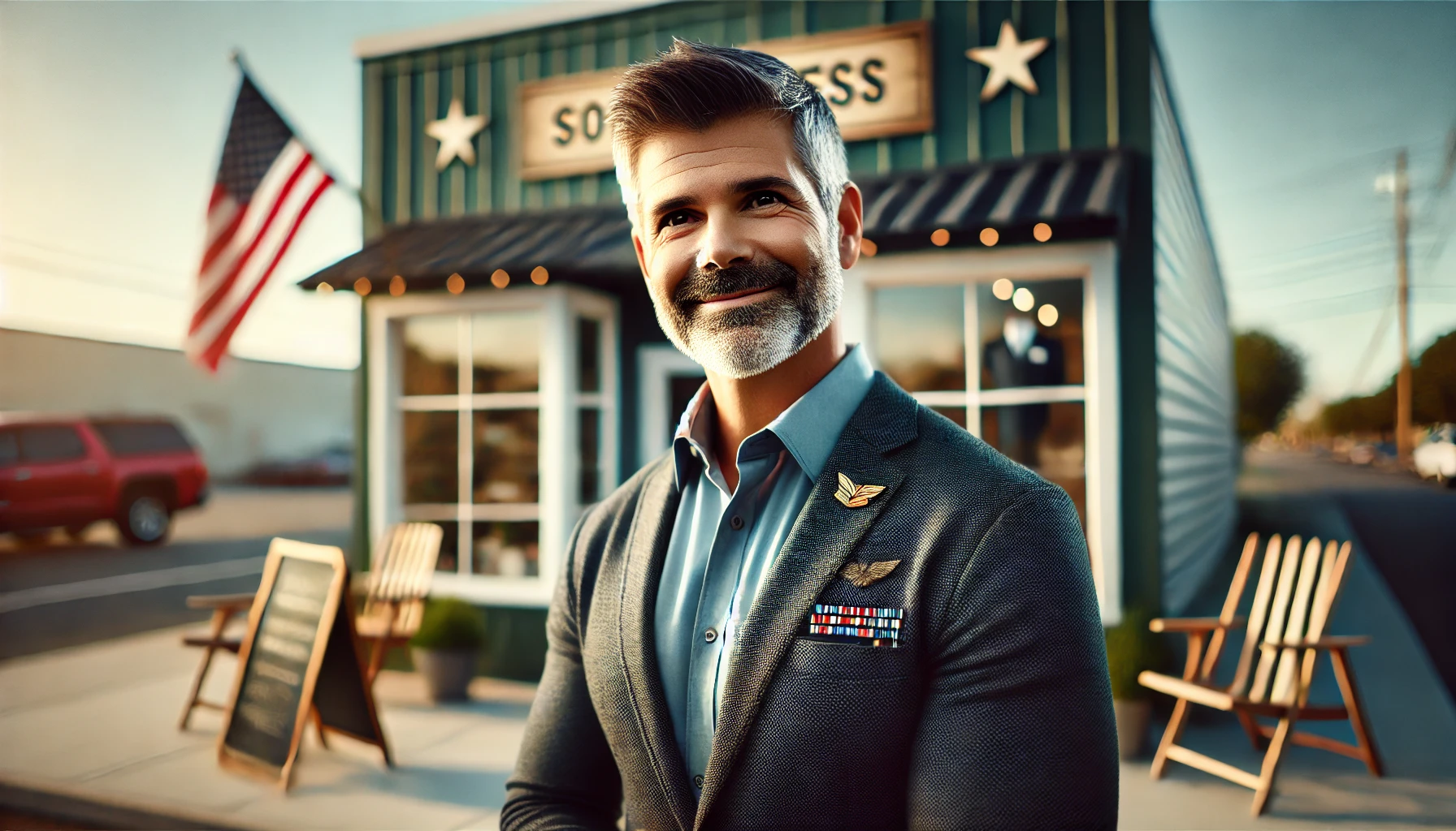 high-resolution image featuring a real-life, veteran who has just started a small business.