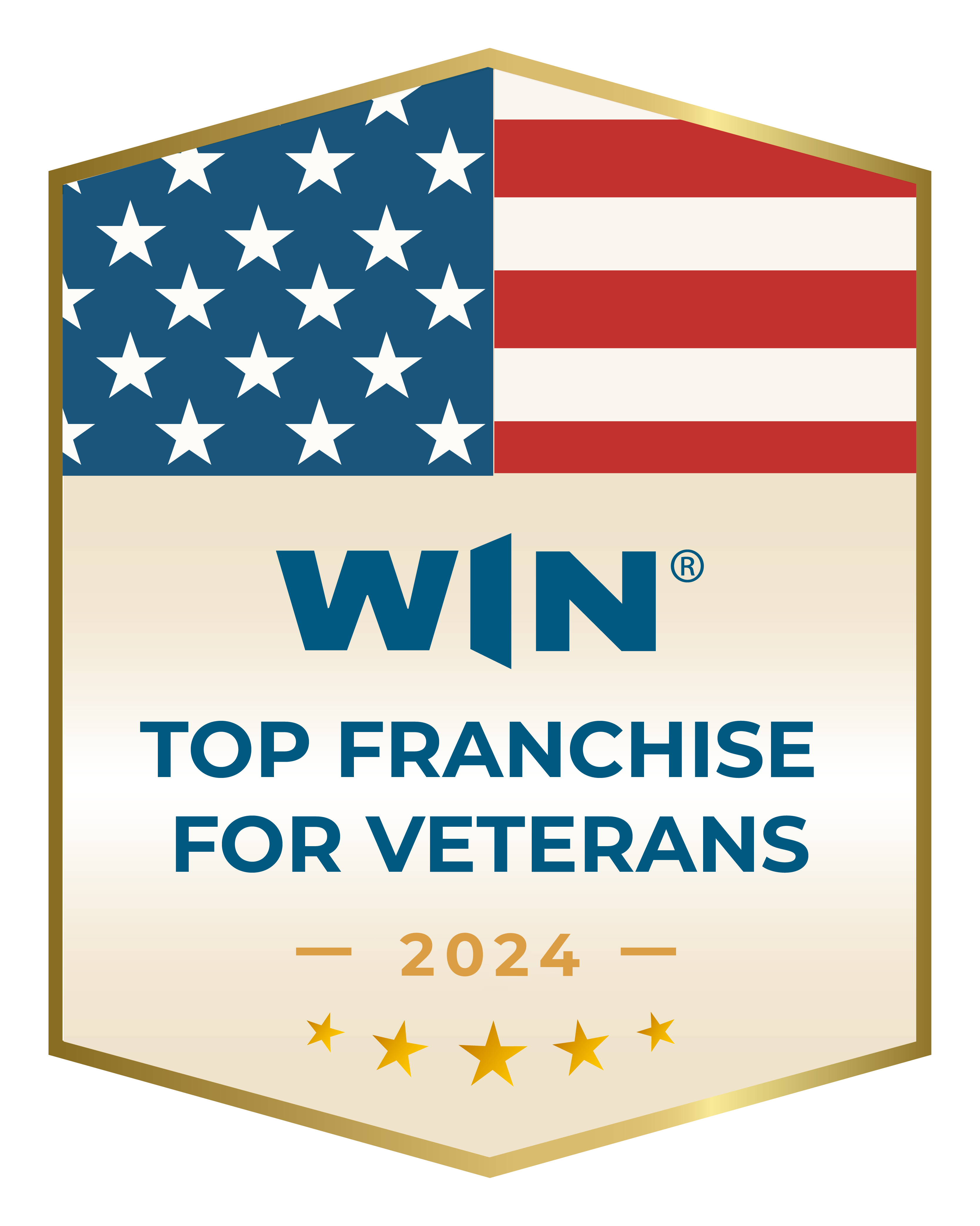 WIN Top Franchise For Veterans Badge 2023