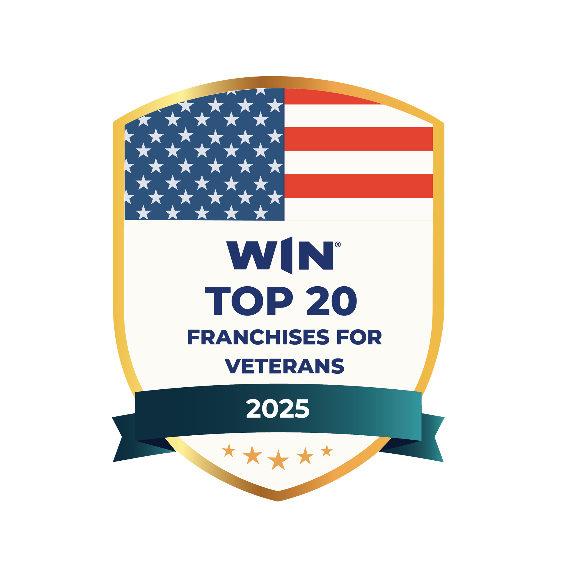 WIN Top 20 Franchise For Veterans Badge 2025